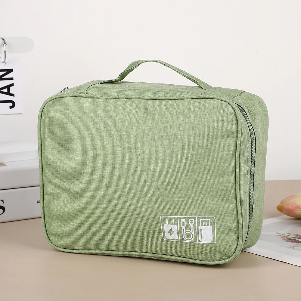 Bolsa de almacenamiento de cables, organizador electrónico digital impermeable, cargador de línea de datos USB portátil, bolsa de almacenamiento con enchufe, organizador de cables de viaje 