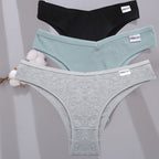 FINETOO 3Pcs/Set Women Cotton Panties Low Rise Briefs Underwear Ladies Sexy Brazil Underpanties Female Intimates Lingerie Bikini