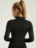 Ensemble de yoga moulant à manches longues pour femme, protection solaire tendance, veste de sport élégante pour le fitness, la course et le yoga 