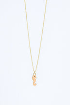 Stainless Steel Cream Enamel Seahorse Necklace for Women