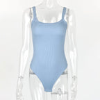 Strap Solid Bodycon Sexy Body Casual Basic White Summer Bodysuit Women Tops Sleeveless Sheer Bodysuits Jumpsuit Slim