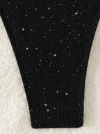 Shiny Sparkling Halter Strappy Bikini 2025 High Cut Bikinis Female Swimsuit Women Swimwear Two-pieces Bikini Set Bathing Suit