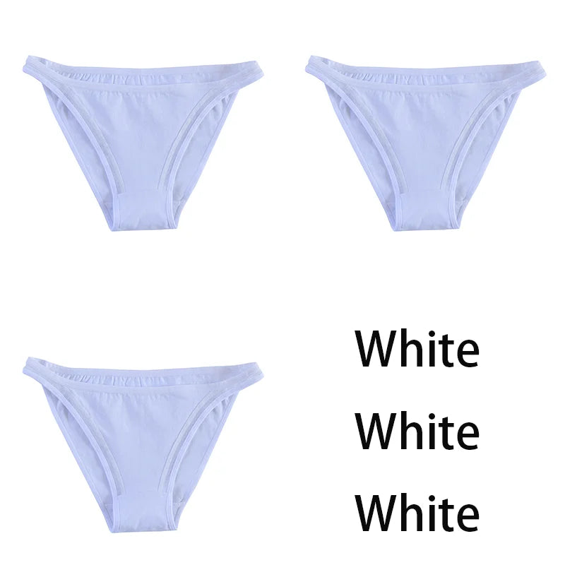 3Pcs/set Women Cotton Panties Female Mesh Underpants Solid Color Bikini Briefs Underwear Ladies Sexy Panty Girls Lingerie