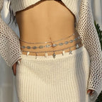 Summer Bohemian Waist Chain Sea Star Imitation Pearl Shell Waist Link Starfish Shell Pendant Beach Bikini Body Chain Vacation