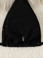 Shiny Sparkling Halter Strappy Bikini 2025 High Cut Bikinis Female Swimsuit Women Swimwear Two-pieces Bikini Set Bathing Suit