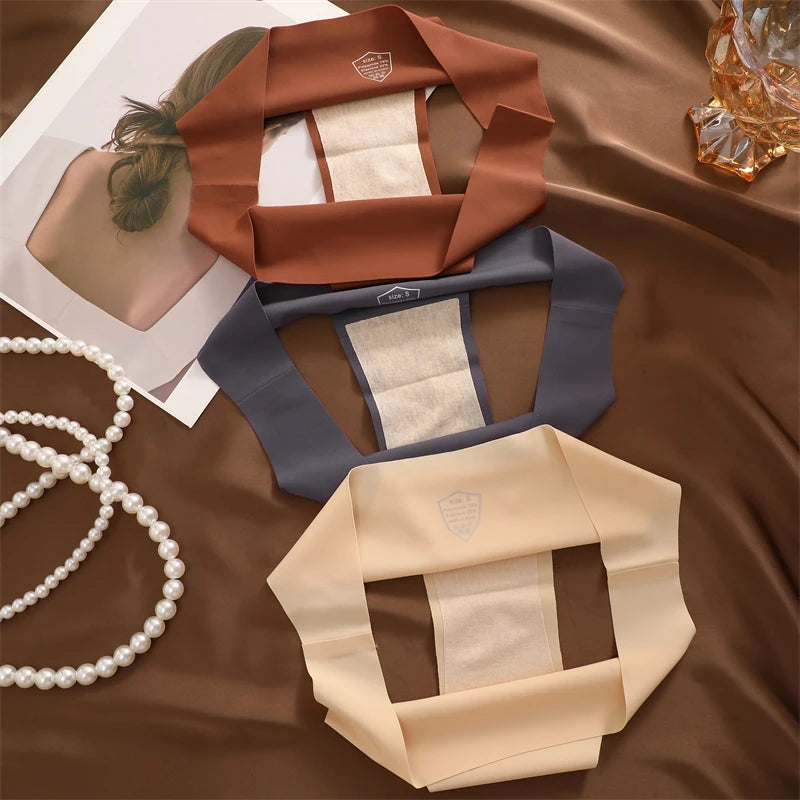 3Pcs Ultra-thin Seamless Silk Underwear Women's Panties Sexy Low-Waist Stretch Bikini Solid Color Briefs Lingerie XS-XXL Fashion