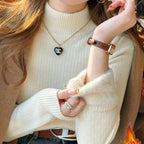 Women's Turtleneck Sweater Winter 2025 Retro with Velvet Lining Thickened Inner Wear Thermal Knitting Bottoming Shirt Pullovers