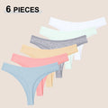 6Pcs/Set Women'S Cotton Fabric Thongs Panties Female Ribbed Low Rise G-String Ladies Sexy Bikini Solid Color Soft Intimates S-XL