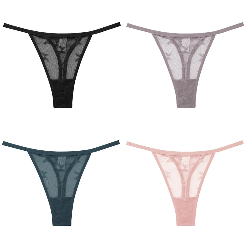 4Pcs Lace Bikini Panties Women Sexy Thongs Lace G-string Underpants S-XL Ladies Comfortable T-Back Underwear Sexy Lingerie 2022