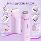 2 in 1 Electric Razors for Women Double Head Shaver for Pubic Hair Trimmer IPX7 Waterproof Wet&Dry Use Bikini Shaver for Body