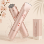 2 in 1 Women Dual-Head Painless Electric Razors Bikini Trimmer Wet Dry Use for Ladies Pubic Hair Detachable Head Electric Shaver