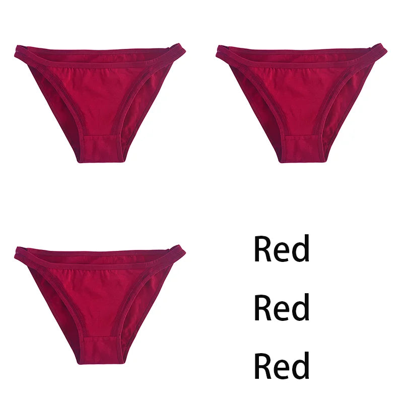 3Pcs/set Women Cotton Panties Female Mesh Underpants Solid Color Bikini Briefs Underwear Ladies Sexy Panty Girls Lingerie