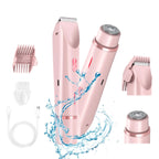 2 in 1 Electric Razors for Women Double Head Shaver for Pubic Hair Trimmer IPX7 Waterproof Wet&Dry Use Bikini Shaver for Body