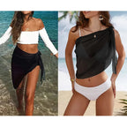 Women Short Sarongs Swimsuit Coverups Beach Bikini Wrap Sheer Short Skirt Chiffon Scarf Cover Ups for Swimwear