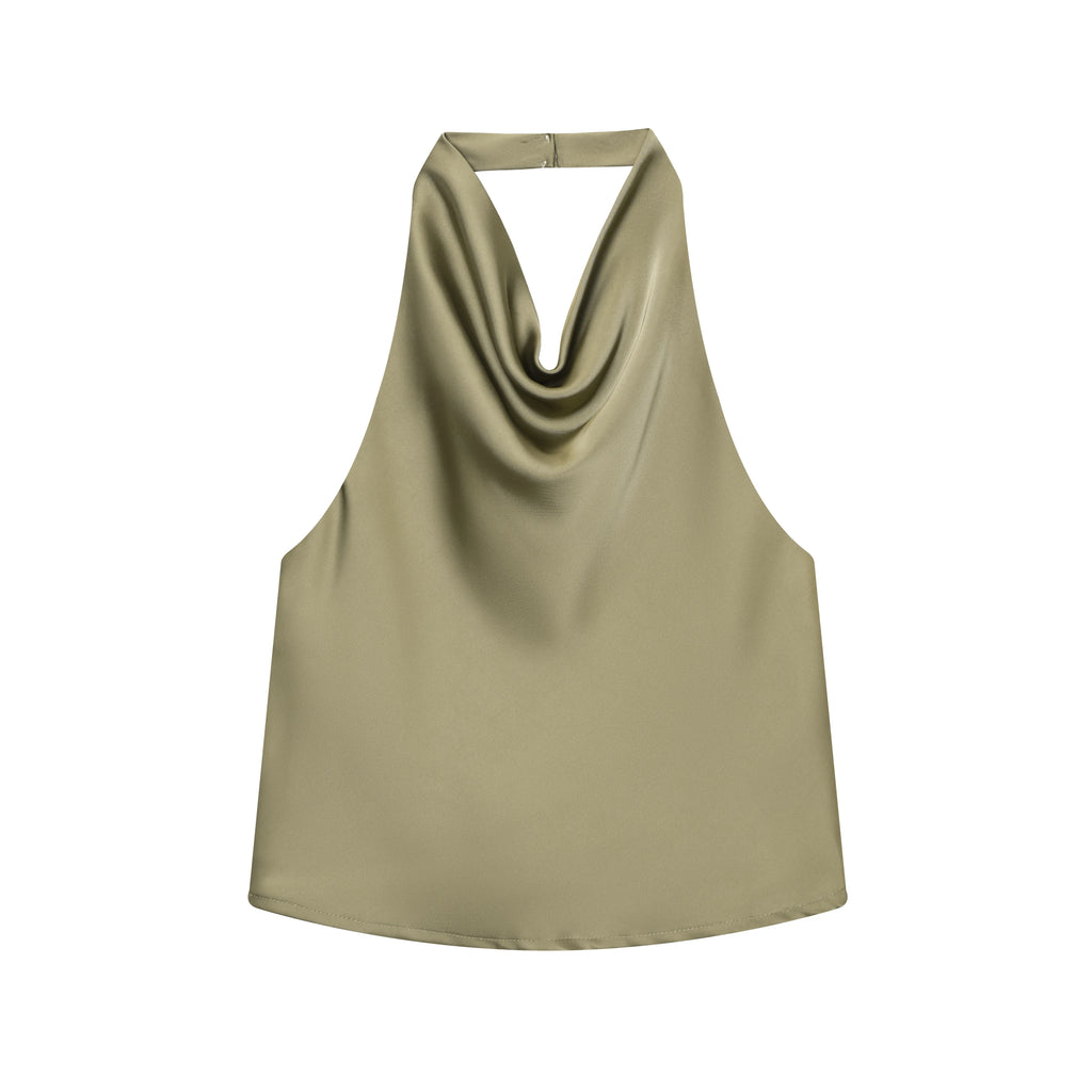 TFMLN 2025 Women Sexy Halter Top Spring Summer Sexy Backless High Street Waistcoat Female Fashion Solid Elegant Halter Neck Tops