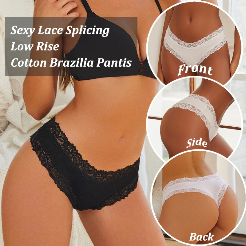 7PCS/Set Women Sexy Lace Panties Cotton Seamless Brazilian Panties Female Sexy Low Rise Soft Underwear G-String Lingerie S-XL