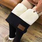 Women's Winter Warm Plush Thermal Black Leggings - Cozy Stretchy Pants For Fall & Winter