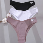 FINETOO 3/5Pcs Cotton Brazilian Panties Women's Panties Sexy V Waist T-Back Underwear Female Soft Underpants Lady Bikini Lingeri