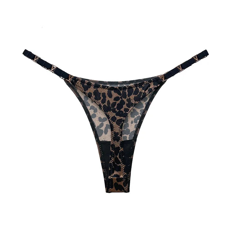 Seamless Sexy Thong Women Underwear Briefs Panties Zebra Flower Low Rise Luxury Metal Buckle G-String Bikini Girls Female Panty