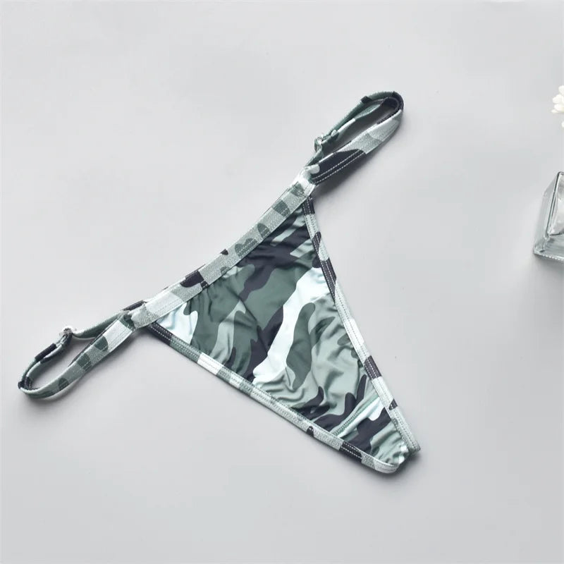 Women's Panties Bikini Silky Sexy Ladies Adjustable Camouflage Sexy Low Waist  Female G-String Thong Female T Back Lingerie