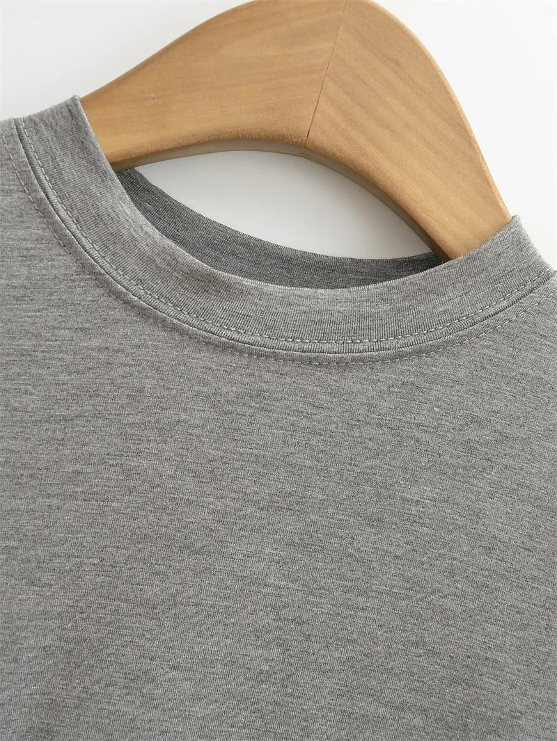 T-shirt décontracté de haute qualité, tendance 2024, coupe slim, manches courtes, uni, style Y2K.