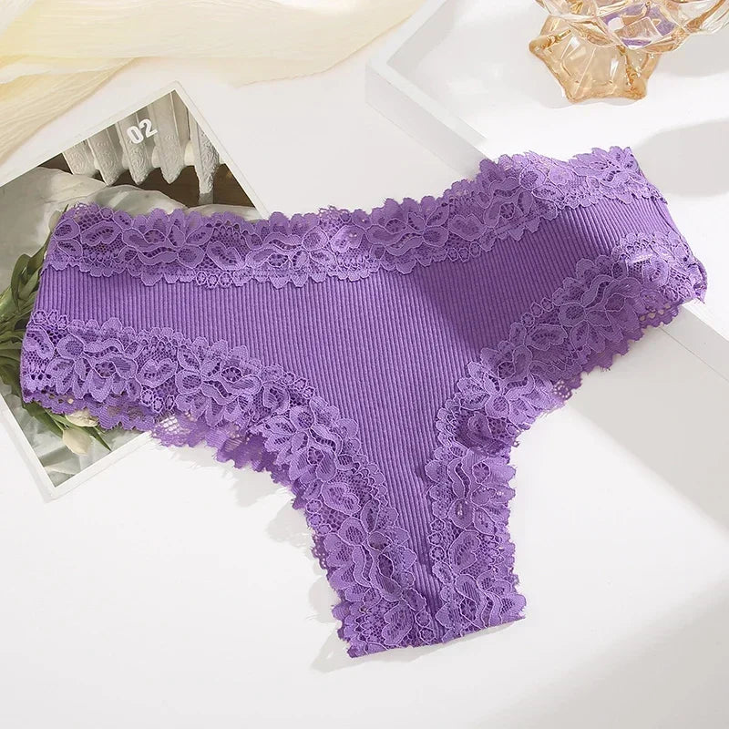 Трусы Женские Sexy Lace Seamless Cotton Panties Women's Underwear Low Waist Female Bikini Breathable Intimates Lingerie 2025