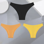 3Pcs Ultra-thin Seamless Silk Underwear Women's Panties Sexy Low-Waist Stretch Bikini Solid Color Briefs Lingerie XS-XXL Fashion