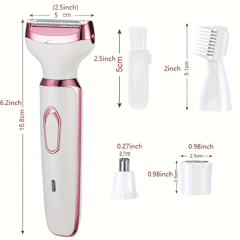 4 in 1 Electric Razor for Women Shaver Lady Shaver Body Hair Trimmer for Armpit Bikini Arm Leg Face Mustache Portable Painless