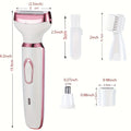 4 in 1 Electric Razor for Women Shaver Lady Shaver Body Hair Trimmer for Armpit Bikini Arm Leg Face Mustache Portable Painless