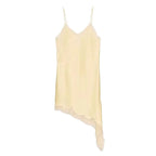 Satin Sexy Lace Spliced Short Sling Dress Women Sleeveless Backless Asymmetric Sexy Party Dresses 2025 Summer Lady Dress ﻿