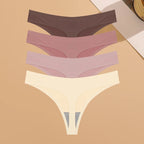 4PCS Ultra-thin Seamless Underwear Women's Invisible Panties Sexy Ice Silk Thongs Low Waist Breathable Bikini Stretchy Lingerie