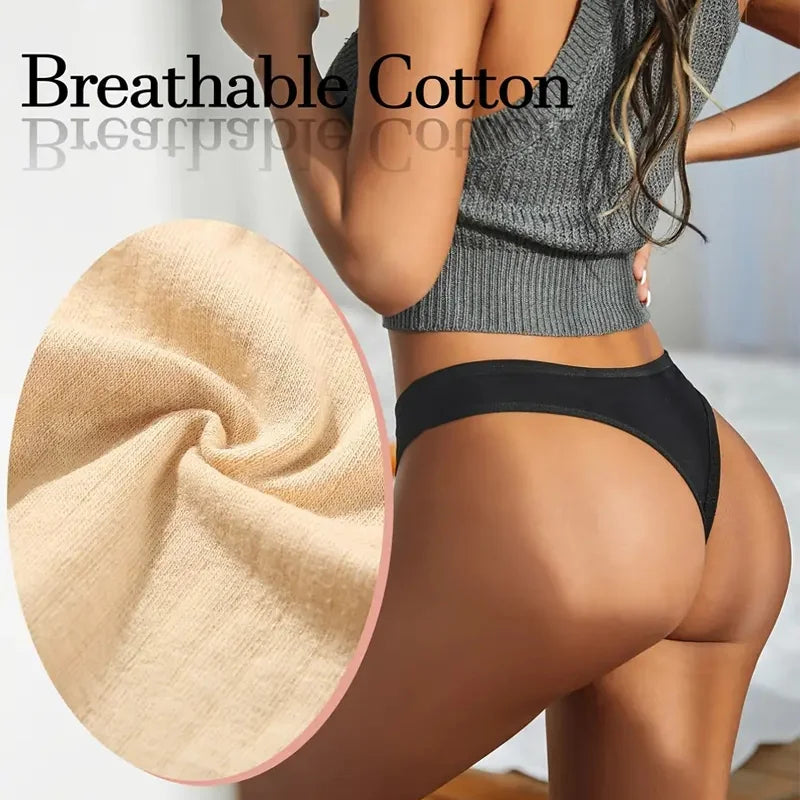 3Pcs/Set Women Cotton G-String Panties Female Low Rise Thongs Ladies Sexy Bikini 7 Solid Color Girl Soft M-XL Intimates Lingerie
