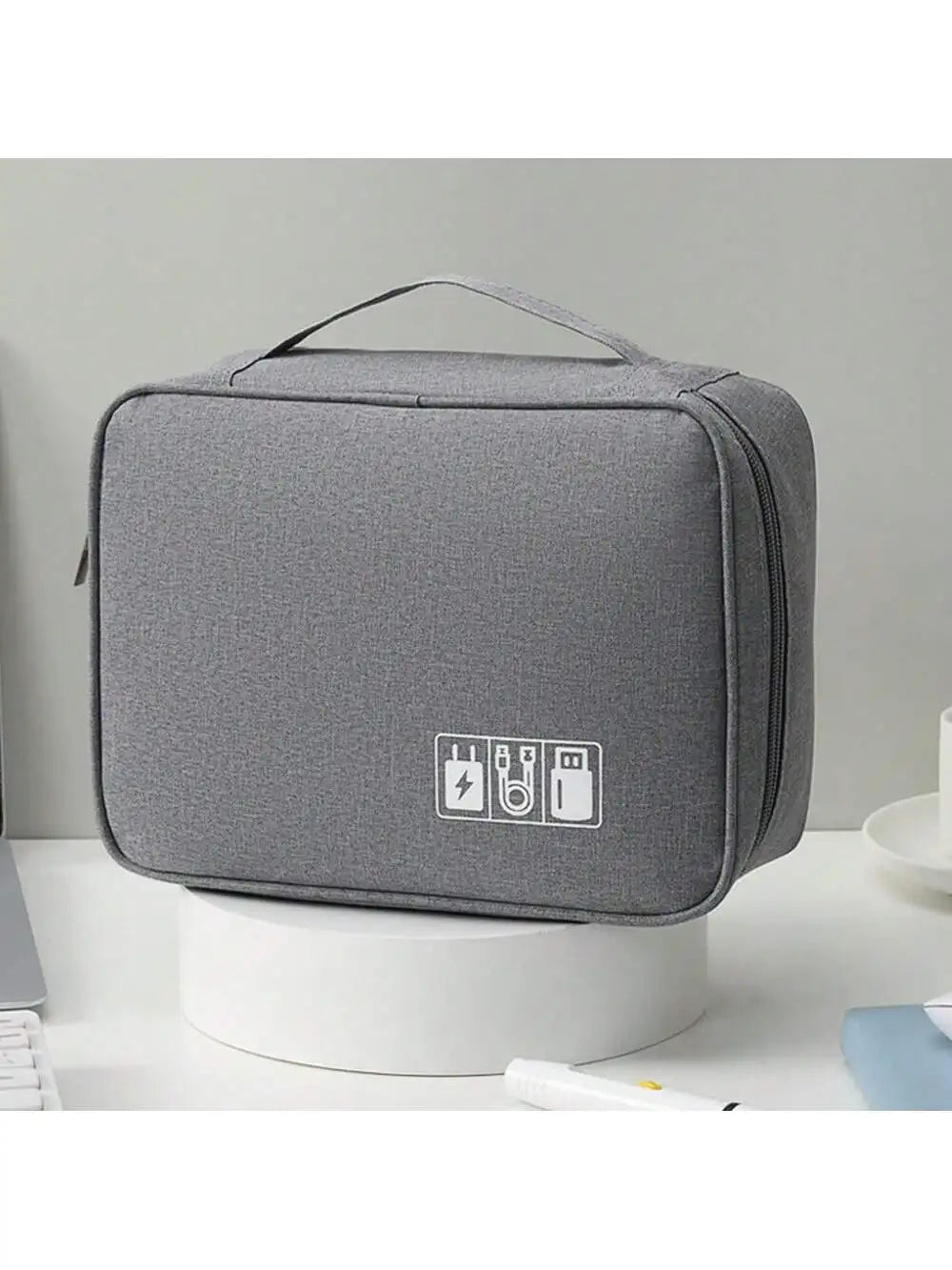 Bolsa de almacenamiento de cables, organizador electrónico digital impermeable, cargador de línea de datos USB portátil, bolsa de almacenamiento con enchufe, organizador de cables de viaje 