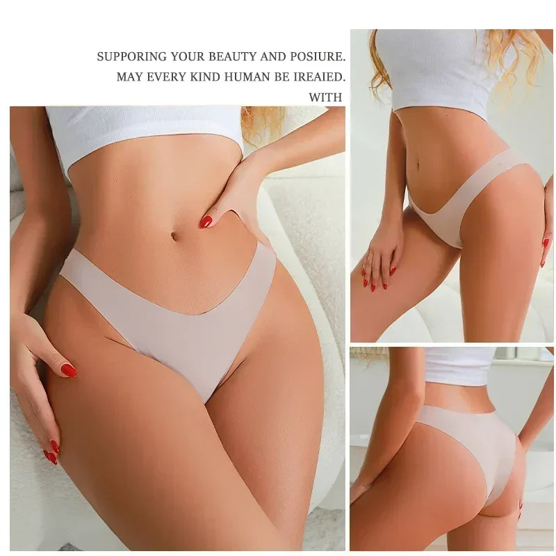 3PCS Women Seamless Brazilian Panties Ultra-thin Maillard panties Ice Silk Underwear Sexy Panty Low Waist G-string Female Solid