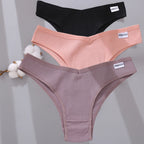 FINETOO 3Pcs/Set Women Cotton Panties Low Rise Briefs Underwear Ladies Sexy Brazil Underpanties Female Intimates Lingerie Bikini