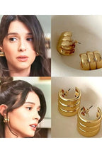 Premium Three Row Steel Rounded Earrings for Women Elegant Daily