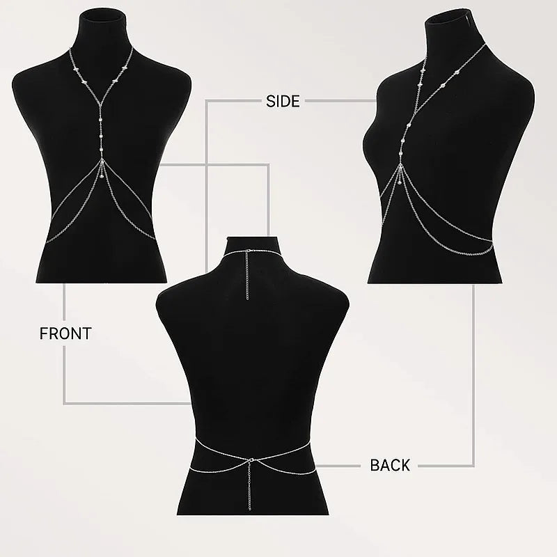 Sexy Geometric Bra Chain Chest Bikini Intimate Lingerie Simple Design Metal Body Chain Harness Party Jewelry