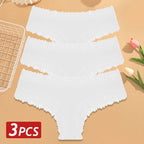 3PCS/Set Women Cotton Panties Floral Lace Brazilian Panties Sexy Low Waist Lingerie Female Soft Underwear Solid T-Back Bikini