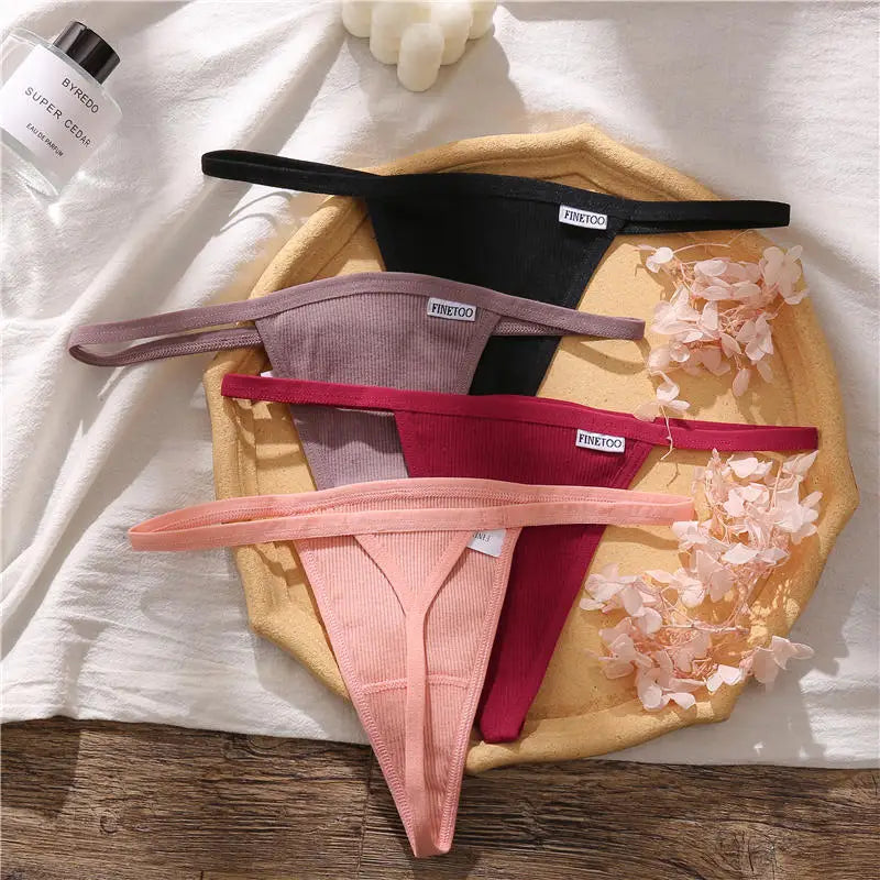 7Pcs/Set Cotton Thongs Panties Women Sexy T-Back Underpants G-string Underwear Girls Breathable Intimates Female Lingerie Bikini