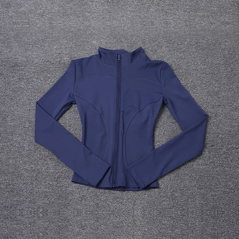 Veste de sport pour femme, chemise à manches longues, manteau d'entraînement, vêtements de gym et de yoga. 