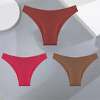 3Pcs Ultra-thin Seamless Silk Underwear Women's Panties Sexy Low-Waist Stretch Bikini Solid Color Briefs Lingerie XS-XXL Fashion