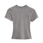 2025 New High Quality Casual T shirt Sexy Slim Short Sleeves Fashion Trend Solid Women Clothing y2k Tops