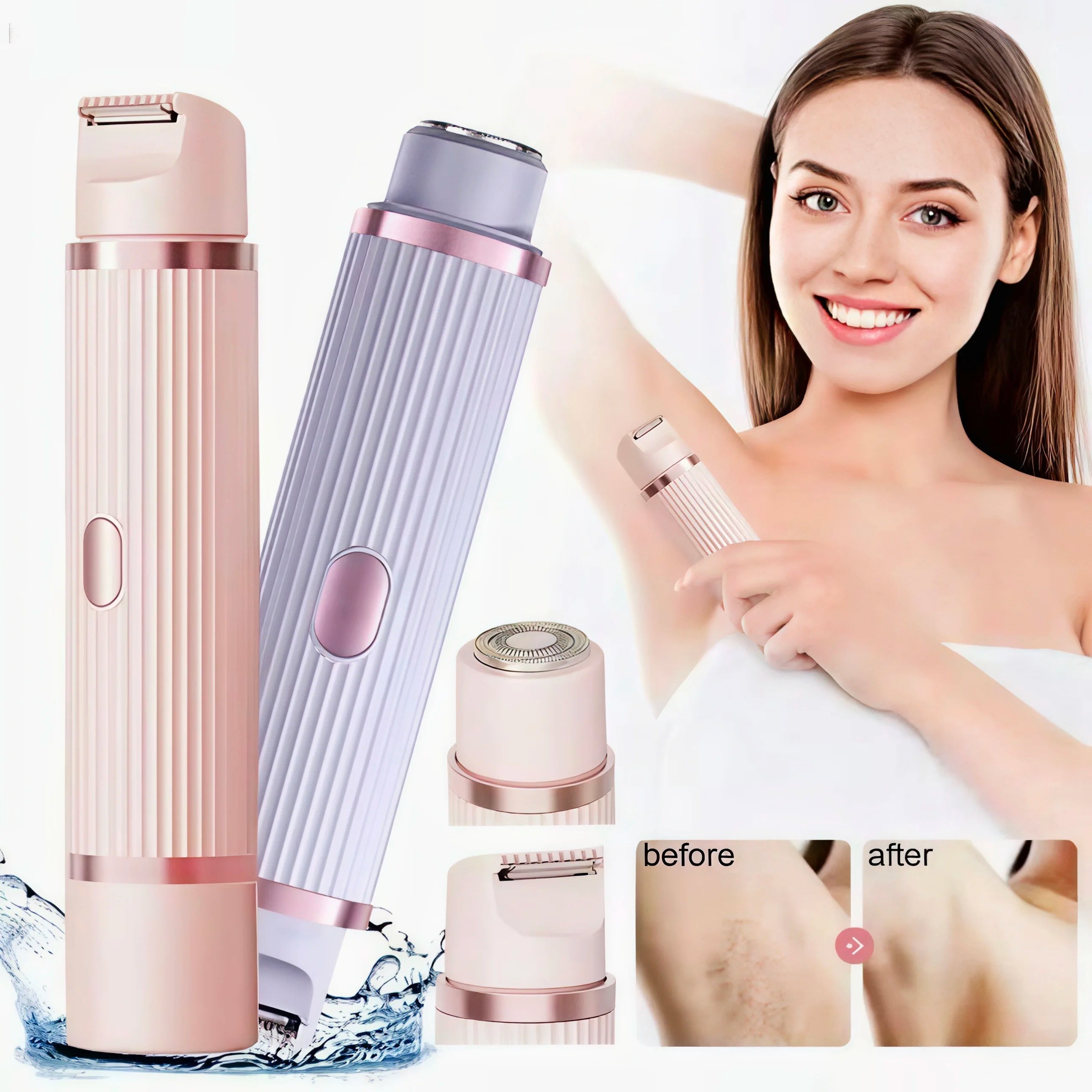 Bikini Trimmer for Women - Painless Electric Razors for Silk Skin,Cordless Body Shaver for Trip,Replaceable Lady Facial Razor