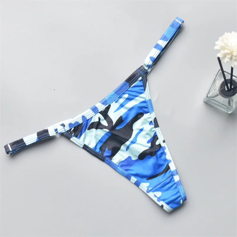 Women's Panties Bikini Silky Sexy Ladies Adjustable Camouflage Sexy Low Waist  Female G-String Thong Female T Back Lingerie