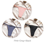 FINETOO 3Pcs/set Sexy Low-rise Thongs Women Bikini Panties T-back Underpants M-XL Female G-String Panty Ladies Thong Lingerie