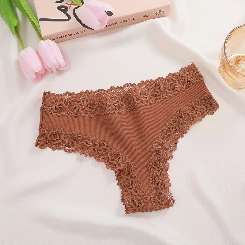 Трусы Женские Sexy Lace Seamless Cotton Panties Women's Underwear Low Waist Female Bikini Breathable Intimates Lingerie 2025