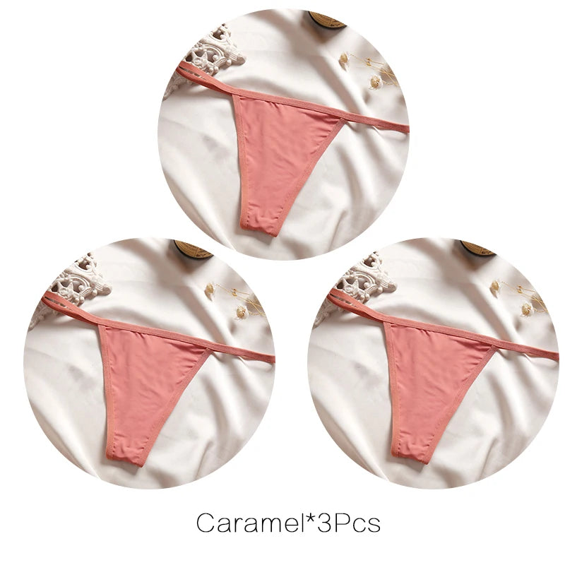 FINETOO 3Pcs/set Sexy Low-rise Thongs Women Bikini Panties T-back Underpants M-XL Female G-String Panty Ladies Thong Lingerie