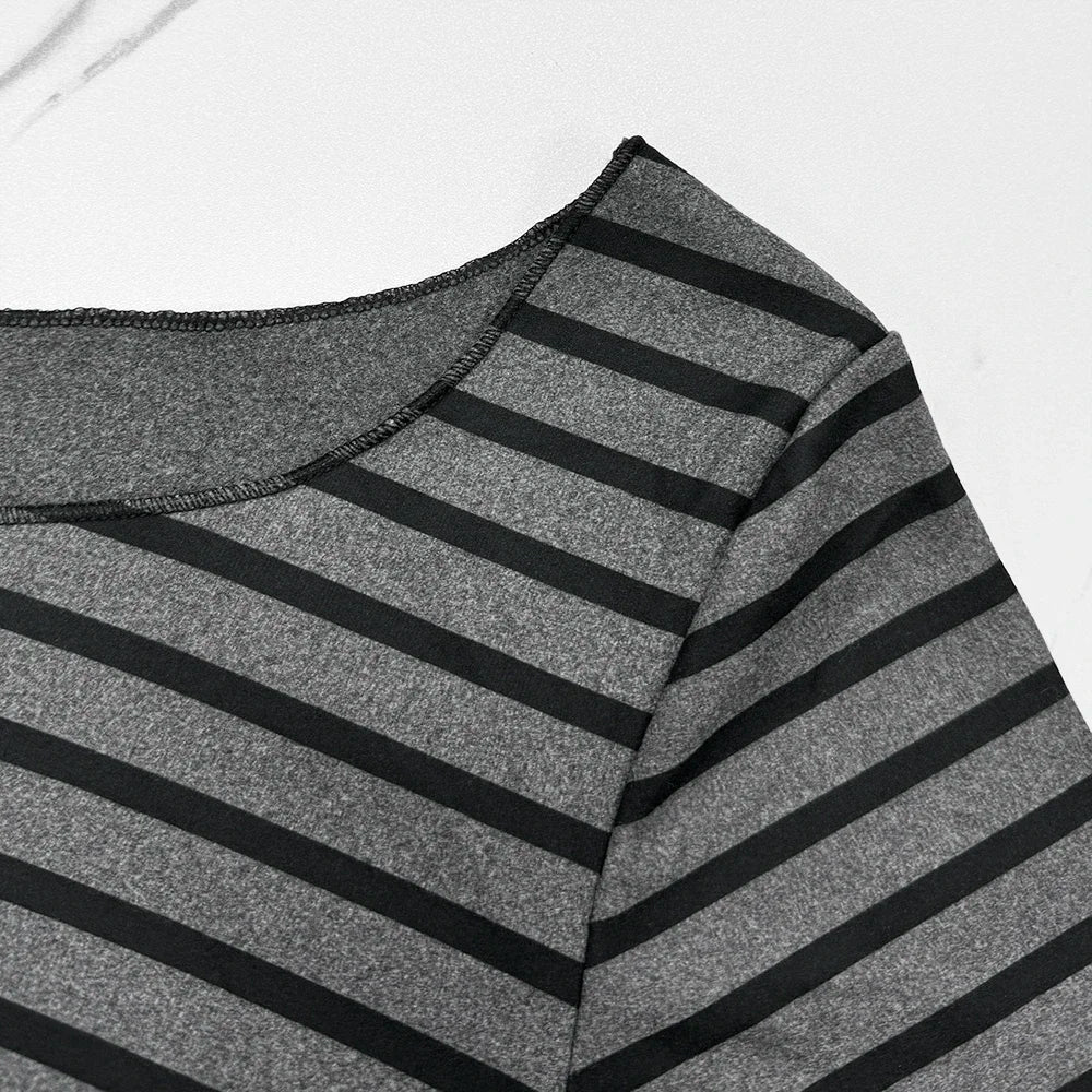 T-shirt rayé à manches longues slim, style coréen streetwear, collection printemps-automne femme, coupe slim, style années 2000.