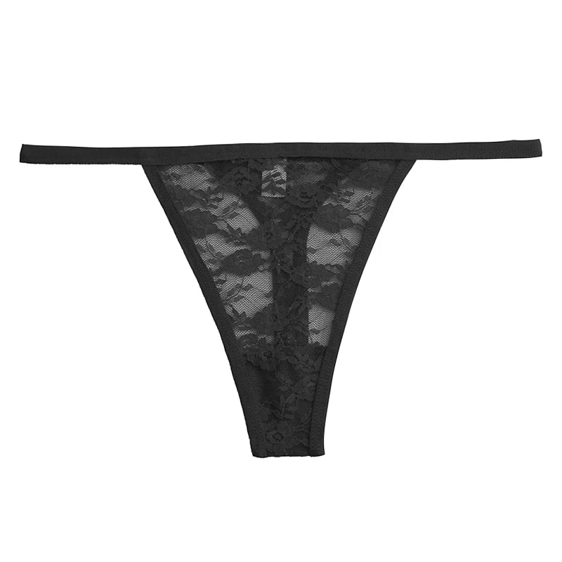 Women Lace Panties Thongs Girls M-XL Intimates Lingerie Female Low Rise G-String Transparent Underwear Hollow Out T-Back Bikini